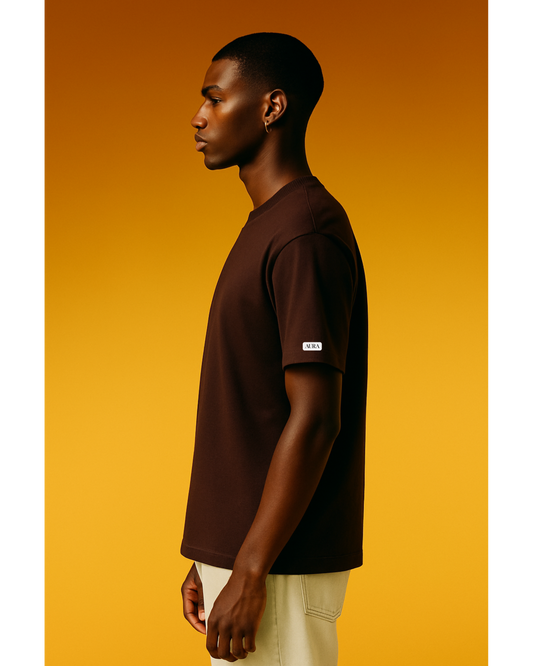 Brown Solid Oversized T Shirt