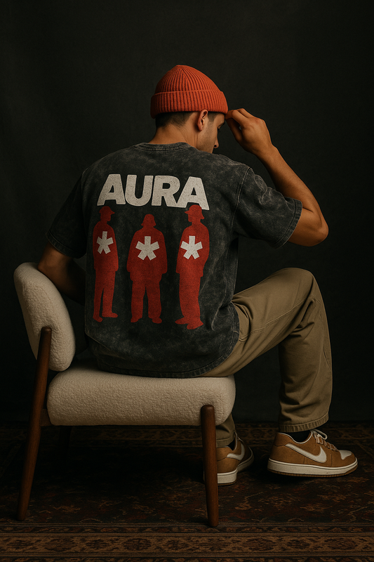 THE AURA OVERSIZED ACID WASHED T SHIRT