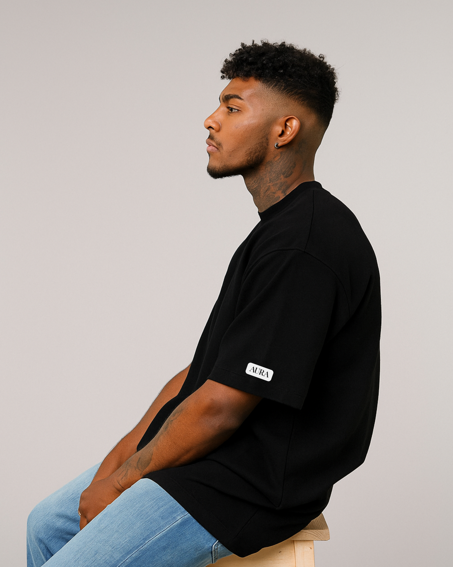 Blackout Solid Black Oversized T Shirt